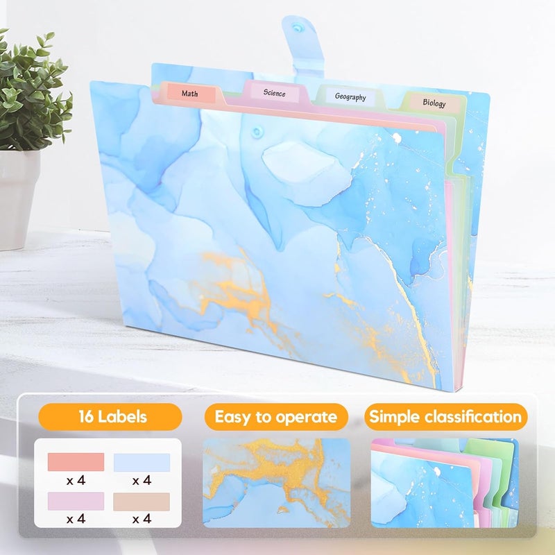 Rihan Expanding File Folder,Folders for Important Documents Organizer,Accordion File Organizer,Aesthetic Folders for School Students,5 Pockets File Folder for Home Bills,Pack of 2(Pink+Blue) - Image 4